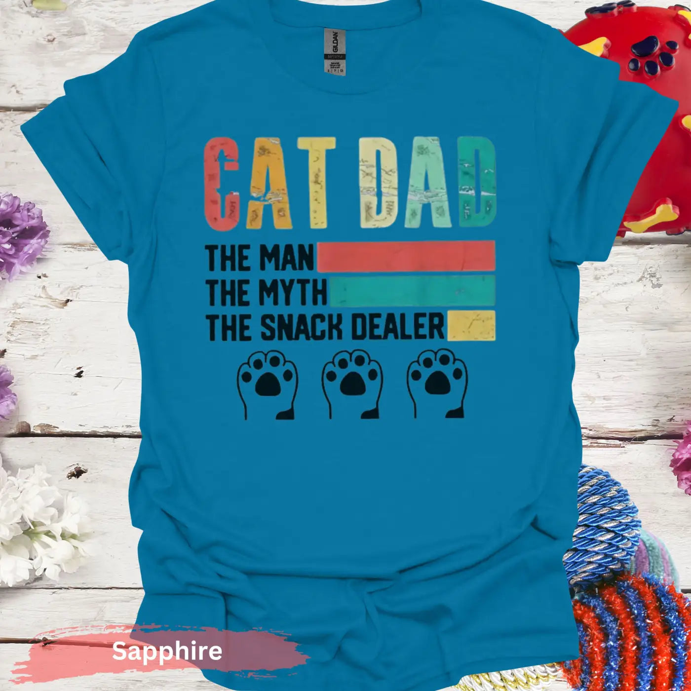 Cat Dad The Snack Dealer Funny T-shirt - S / Sapphire - Physical Item