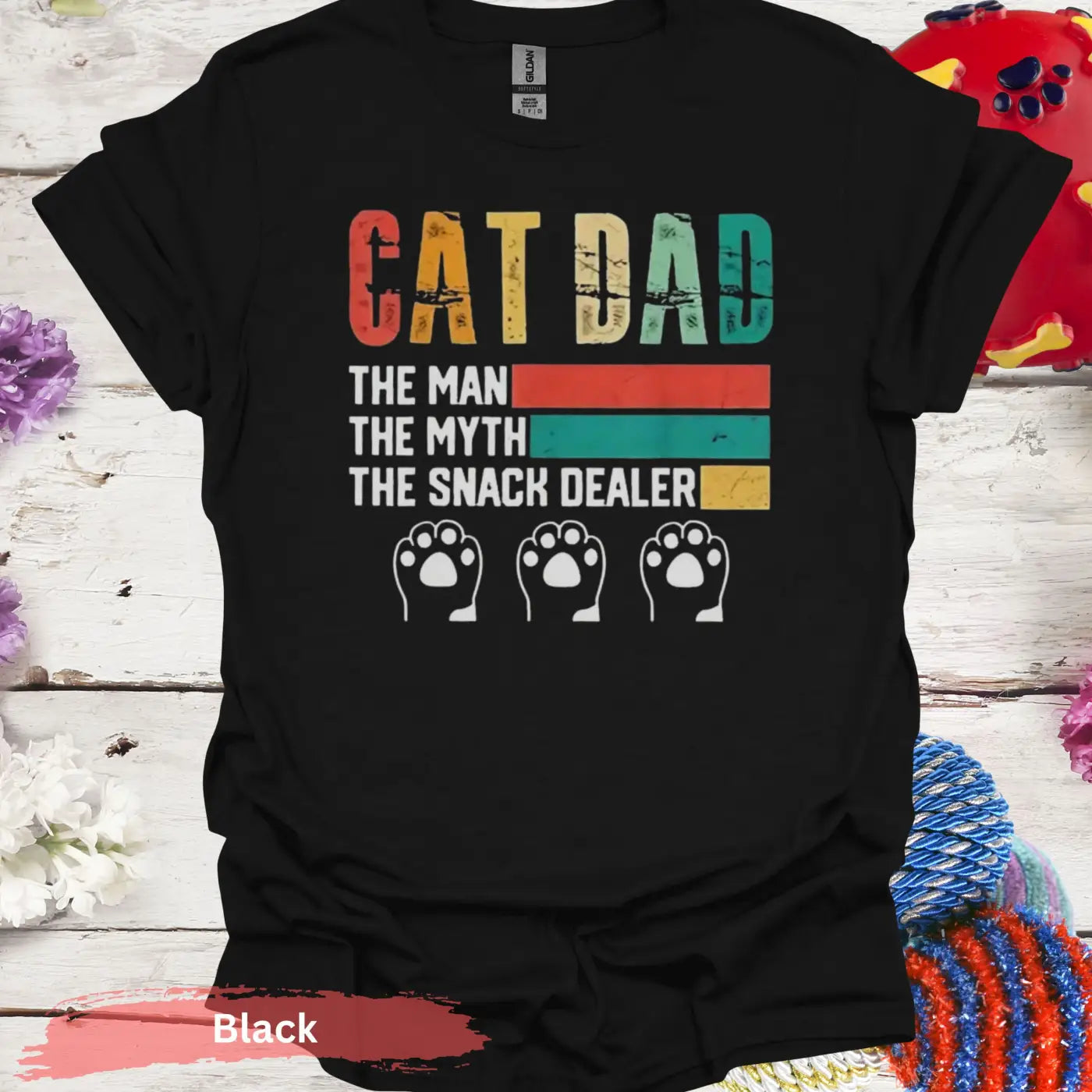 Cat Dad The Snack Dealer T-shirt - S / Black - Physical Item