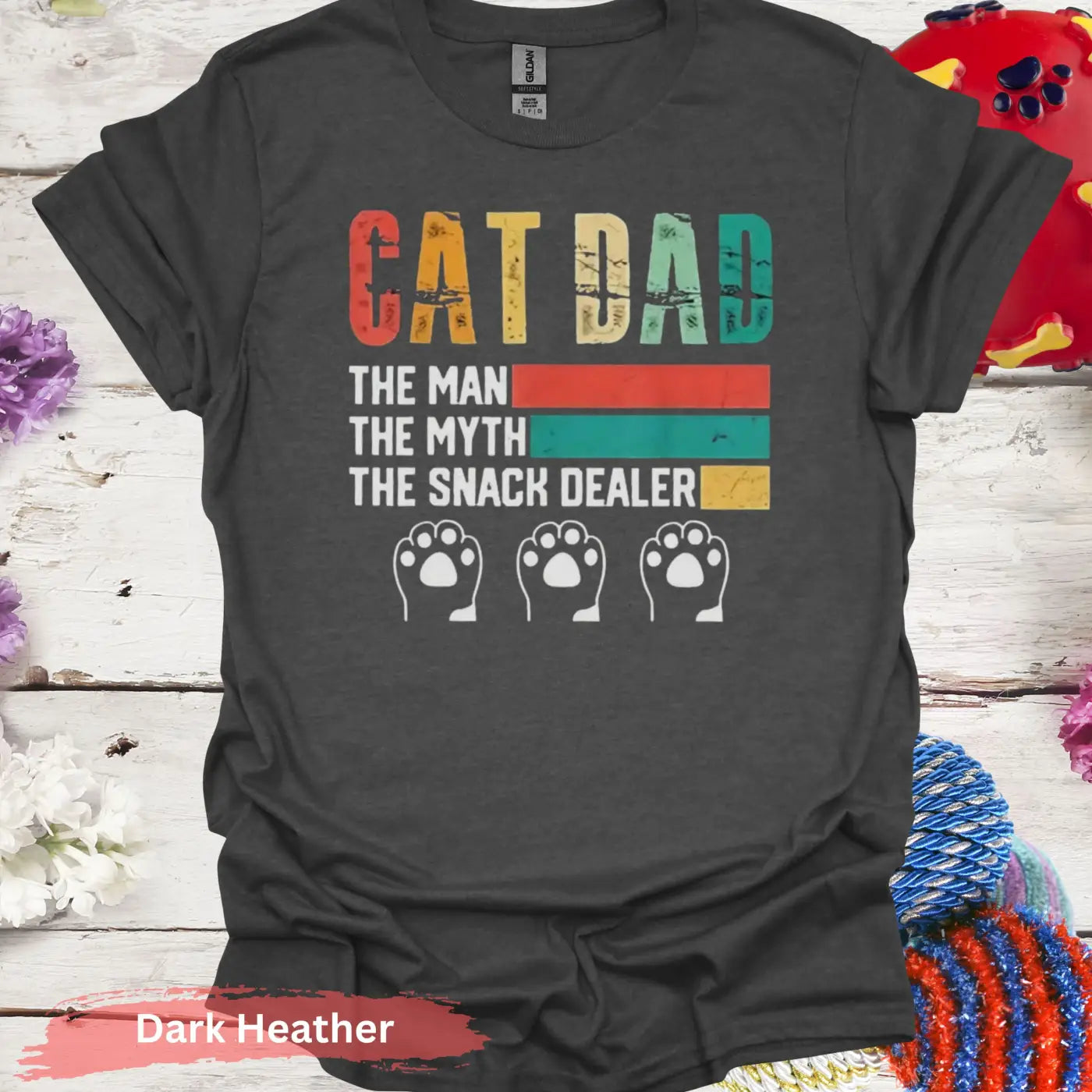 Cat Dad The Snack Dealer T-shirt - S / Dark Heather - Physical Item