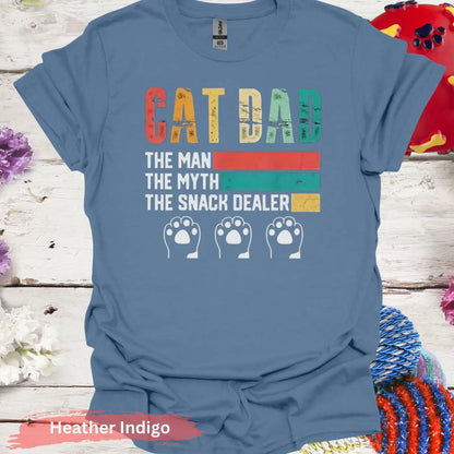 Cat Dad The Snack Dealer T-shirt - S / Heather Indigo - Physical Item