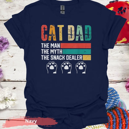 Cat Dad The Snack Dealer T-shirt - S / Navy - Physical Item