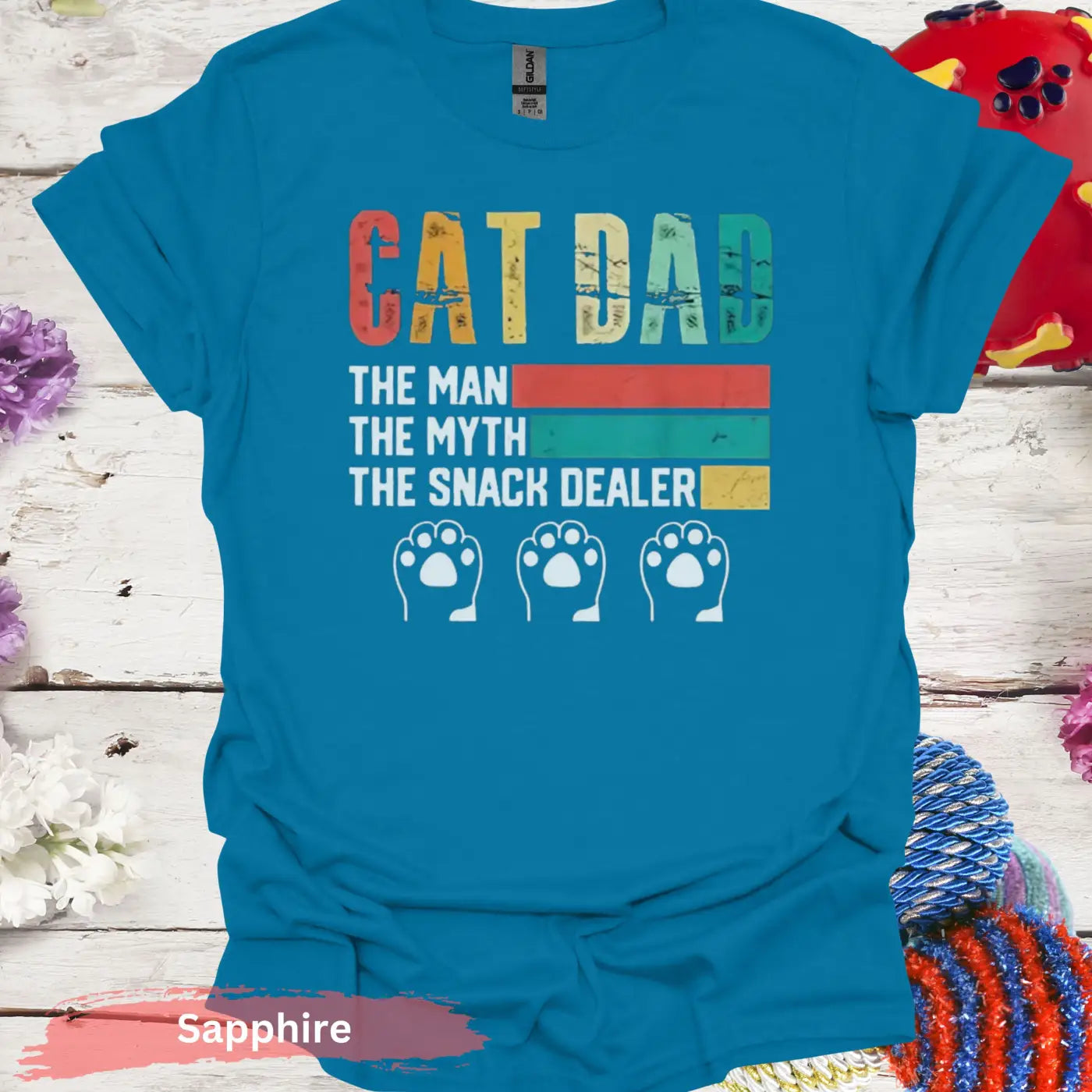 Cat Dad The Snack Dealer T-shirt - S / Sapphire - Physical Item