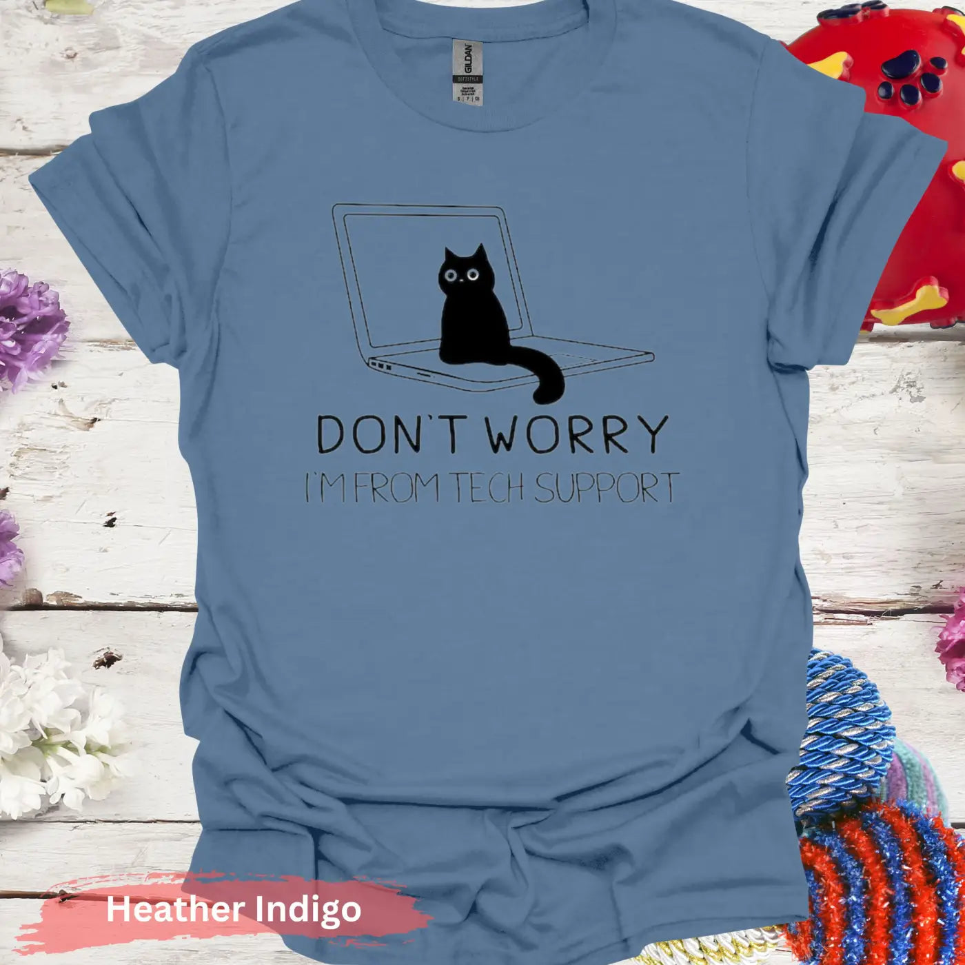 Don’t Worry I’m From Tech Support T-shirt - S / Heather Indigo - Physical Item