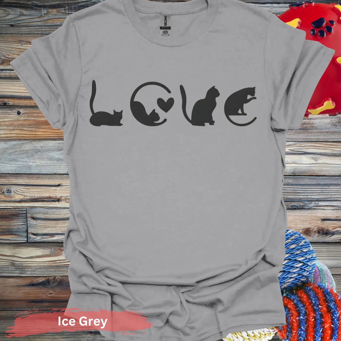 Cat Love T-Shirt - S / Ice Grey - Physical Item