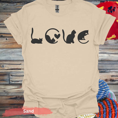 Cat Love T-Shirt - S / Sand - Physical Item