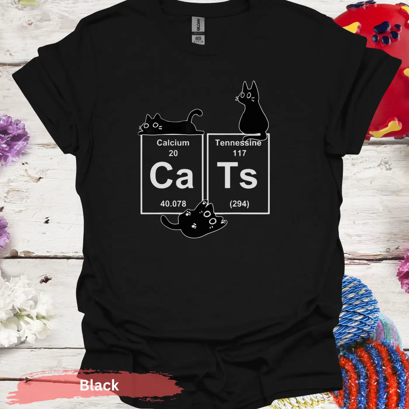 Cat Periodic Table T-shirt - S / Black - Physical Item