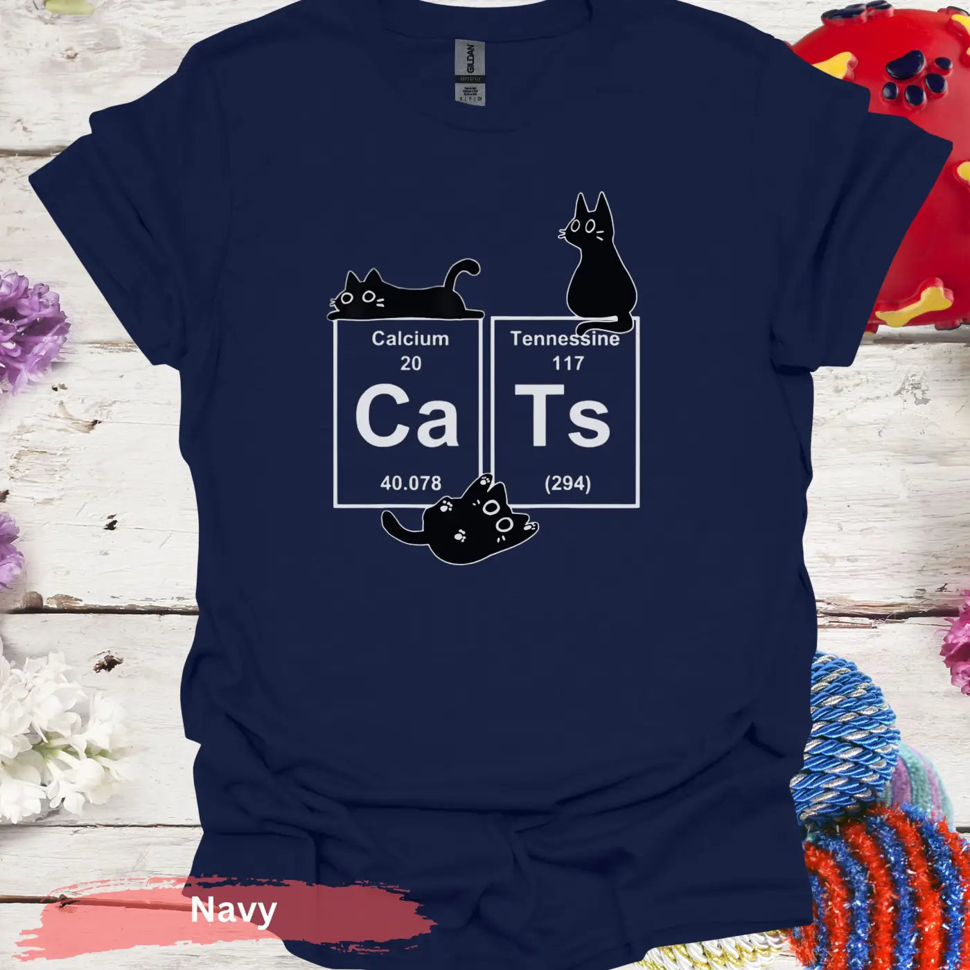 Cat Periodic Table T-shirt - S / Navy - Physical Item