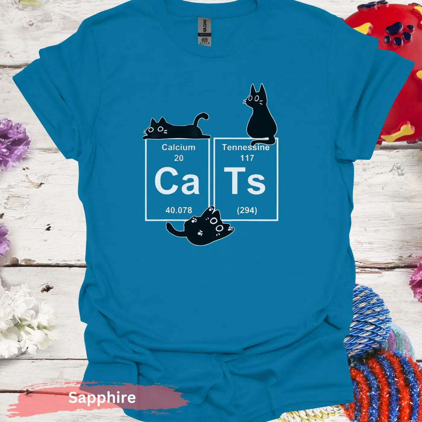 Cat Periodic Table T-shirt - S / Sapphire - Physical Item