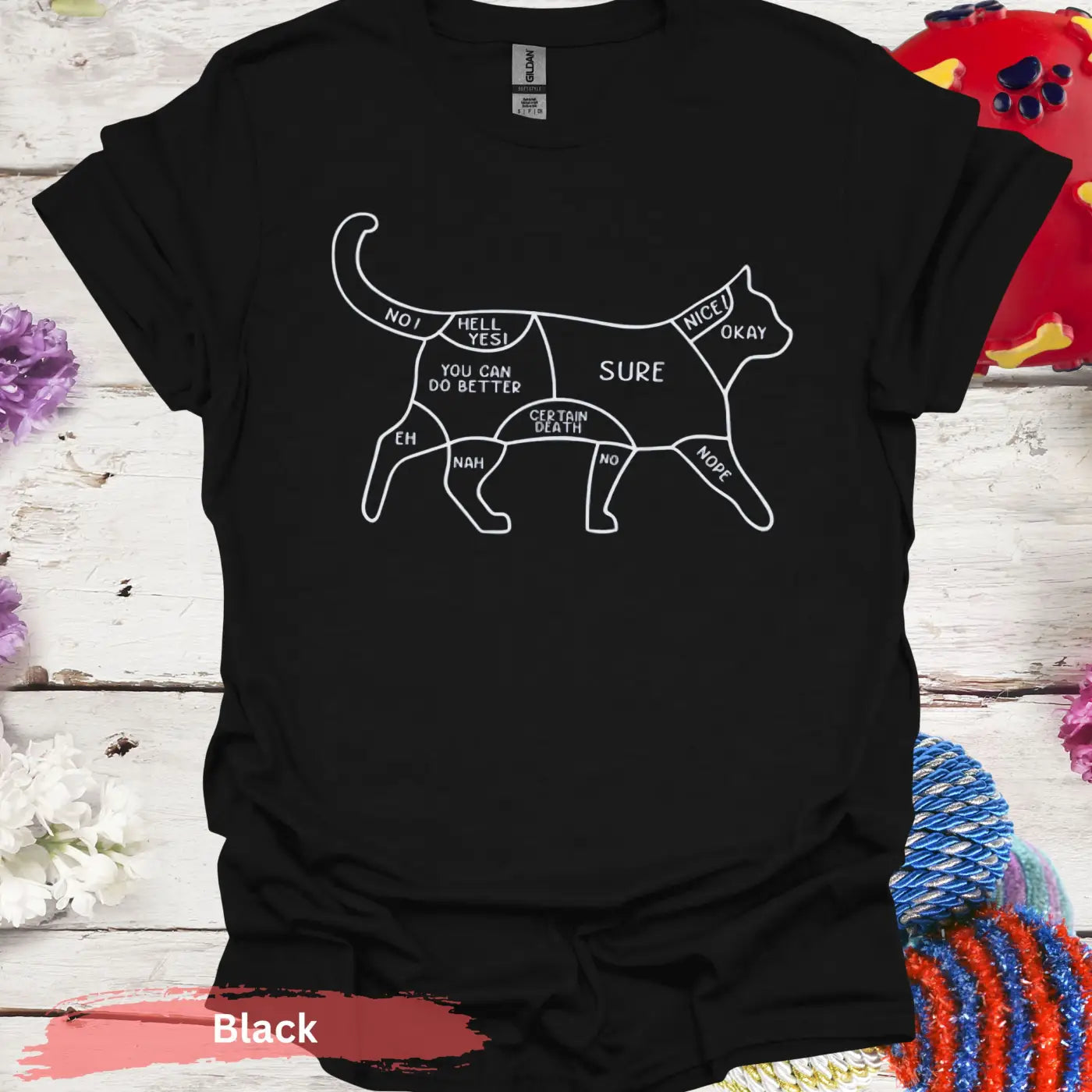 Cat Petting Guide with Mood Zones T-shirt - S / Black - Physical Item