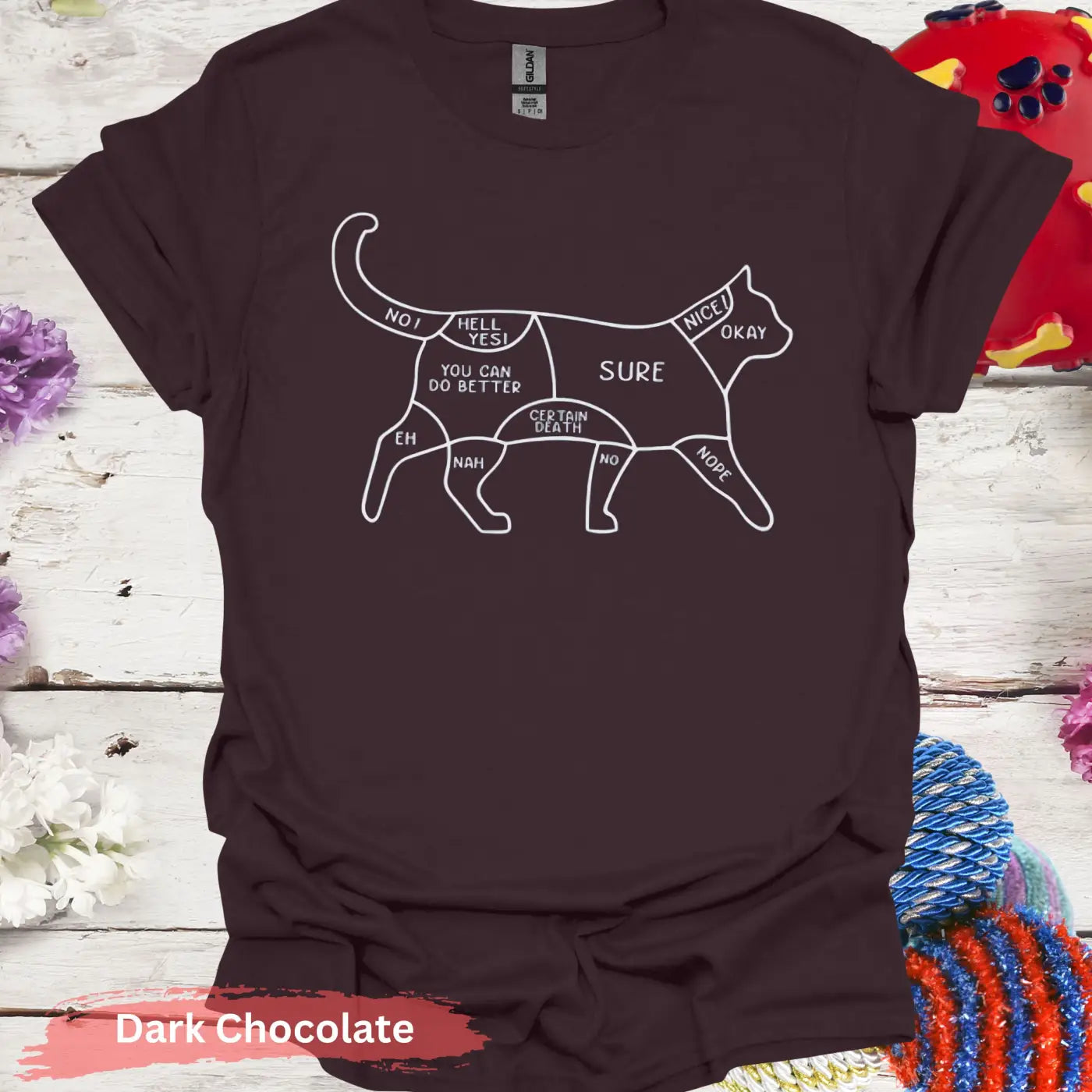 Cat Petting Guide with Mood Zones T-shirt - S / Dark Chocolate - Physical Item