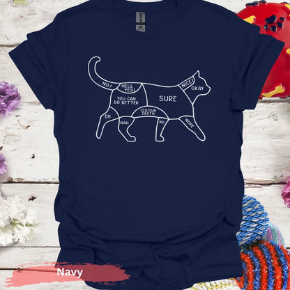 Cat Petting Guide with Mood Zones T-shirt - S / Navy - Physical Item