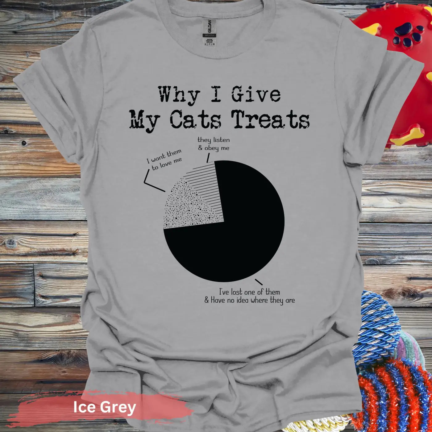 Cat Pie Chart T-shirt - S / Ice Grey - Physical Item