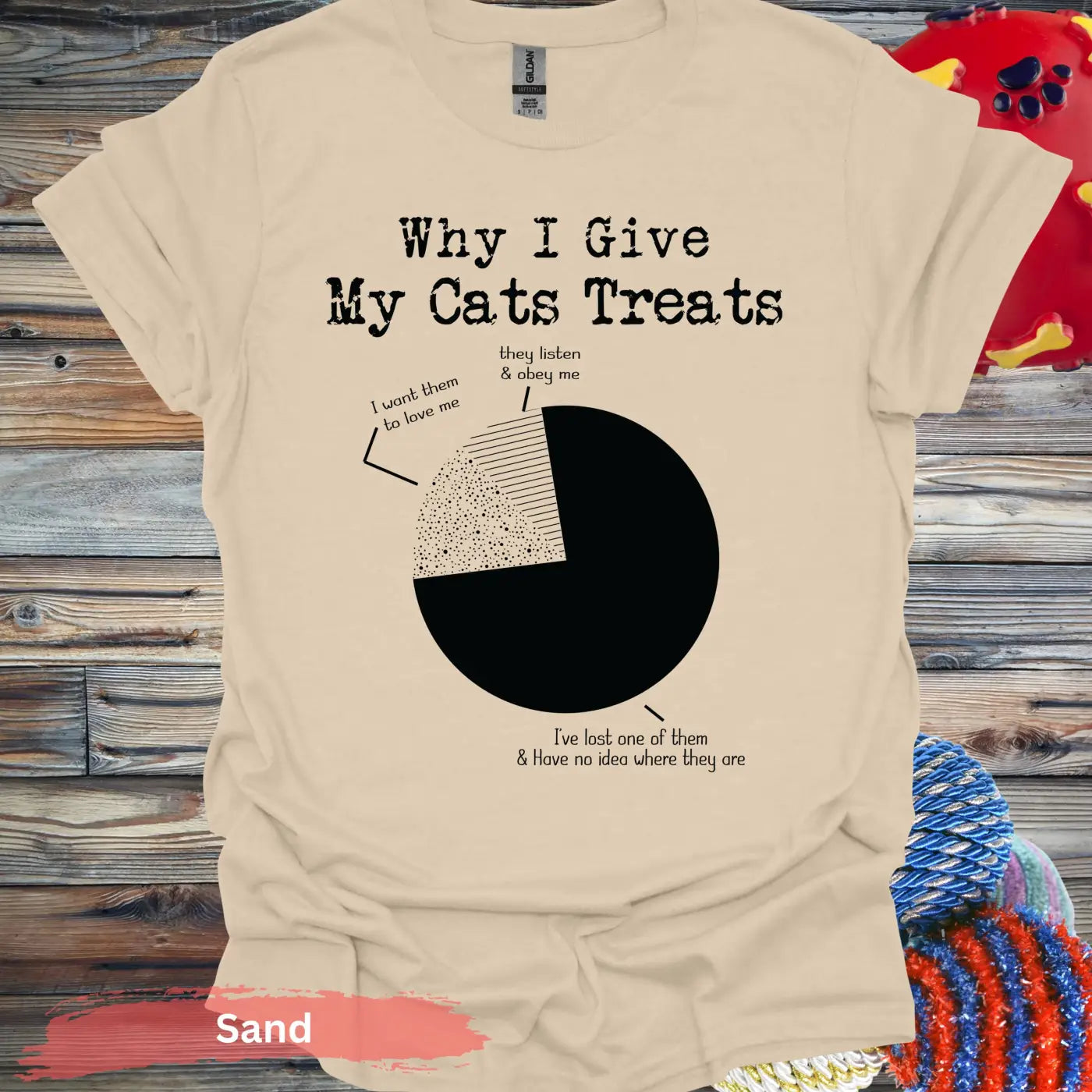 Cat Pie Chart T-shirt - S / Sand - Physical Item