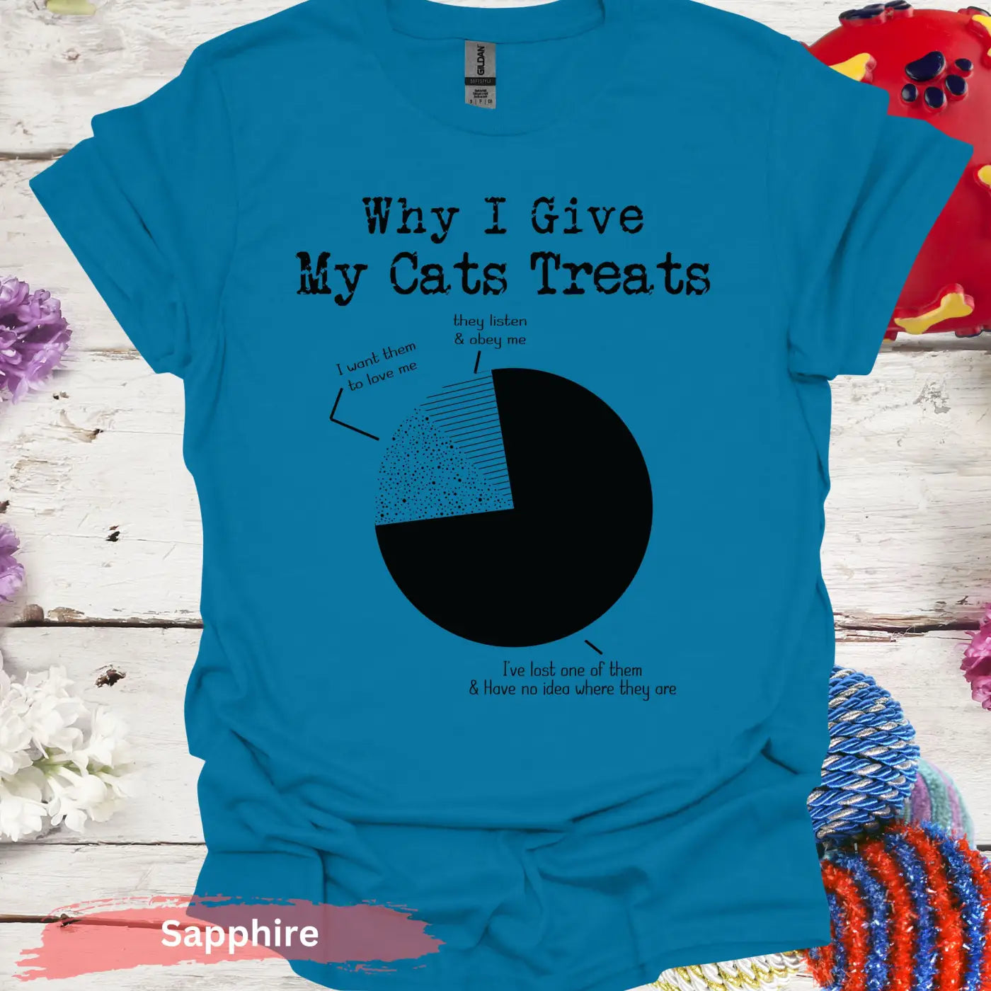 Cat Pie Chart T-shirt - S / Sapphire - Physical Item