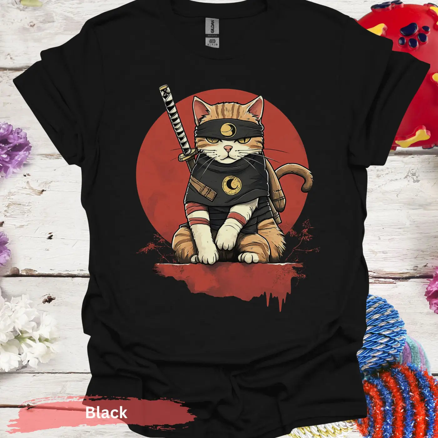 Cat Shinobi T-shirt - S / Black - Physical Item