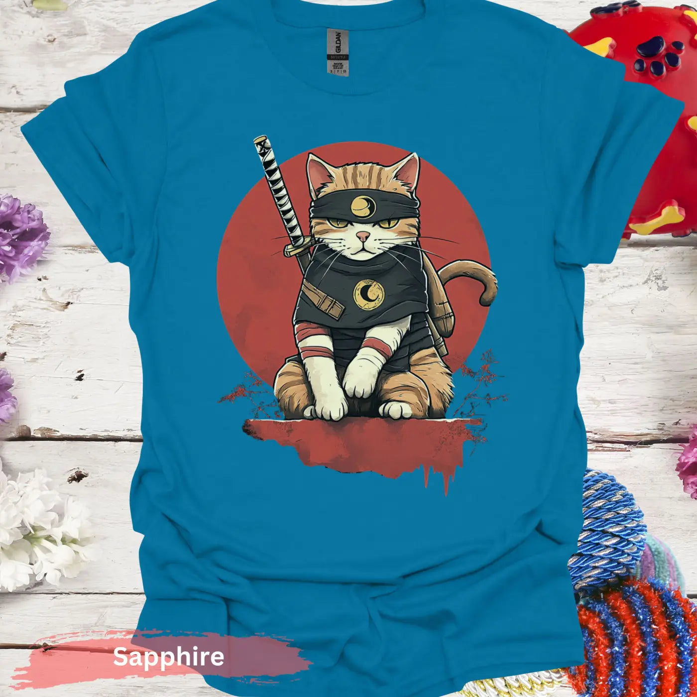 Cat Shinobi T-shirt - S / Sapphire - Physical Item