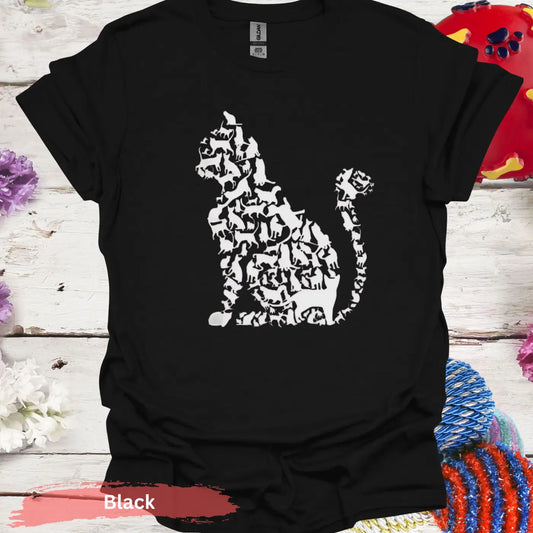 Cat Silhouette of Tiny Cats T-shirt - S / Black - Physical Item