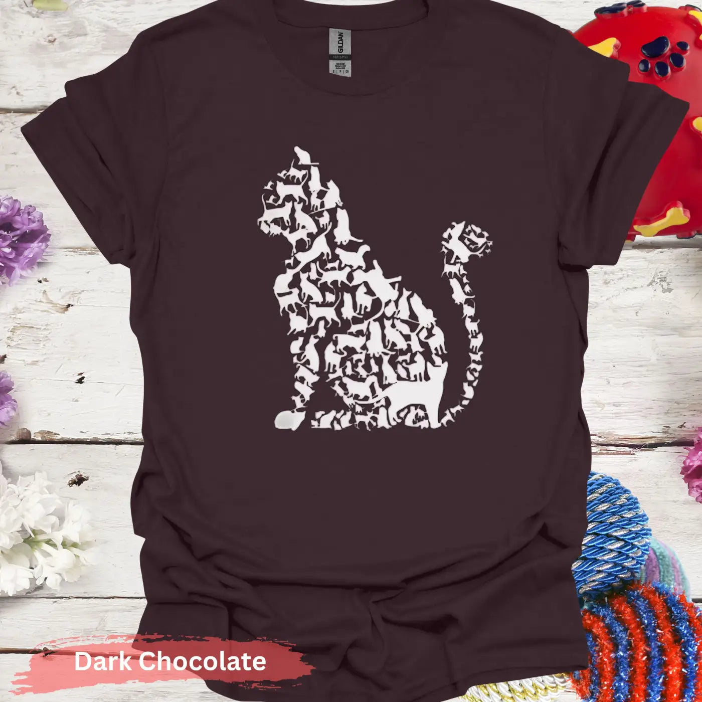 Cat Silhouette of Tiny Cats T-shirt - S / Dark Chocolate - Physical Item