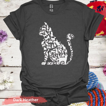 Cat Silhouette of Tiny Cats T-shirt - S / Dark Heather - Physical Item