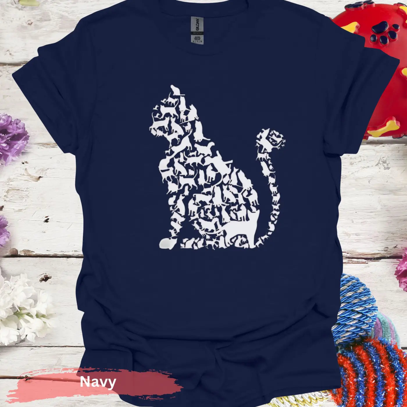 Cat Silhouette of Tiny Cats T-shirt - S / Navy - Physical Item