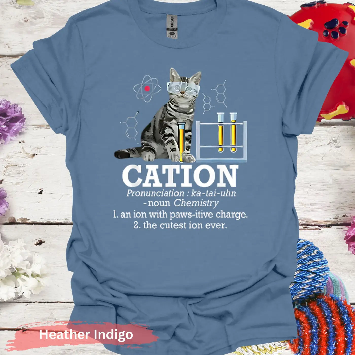 Cation Cat T-shirt - S / Heather Indigo - Physical Item