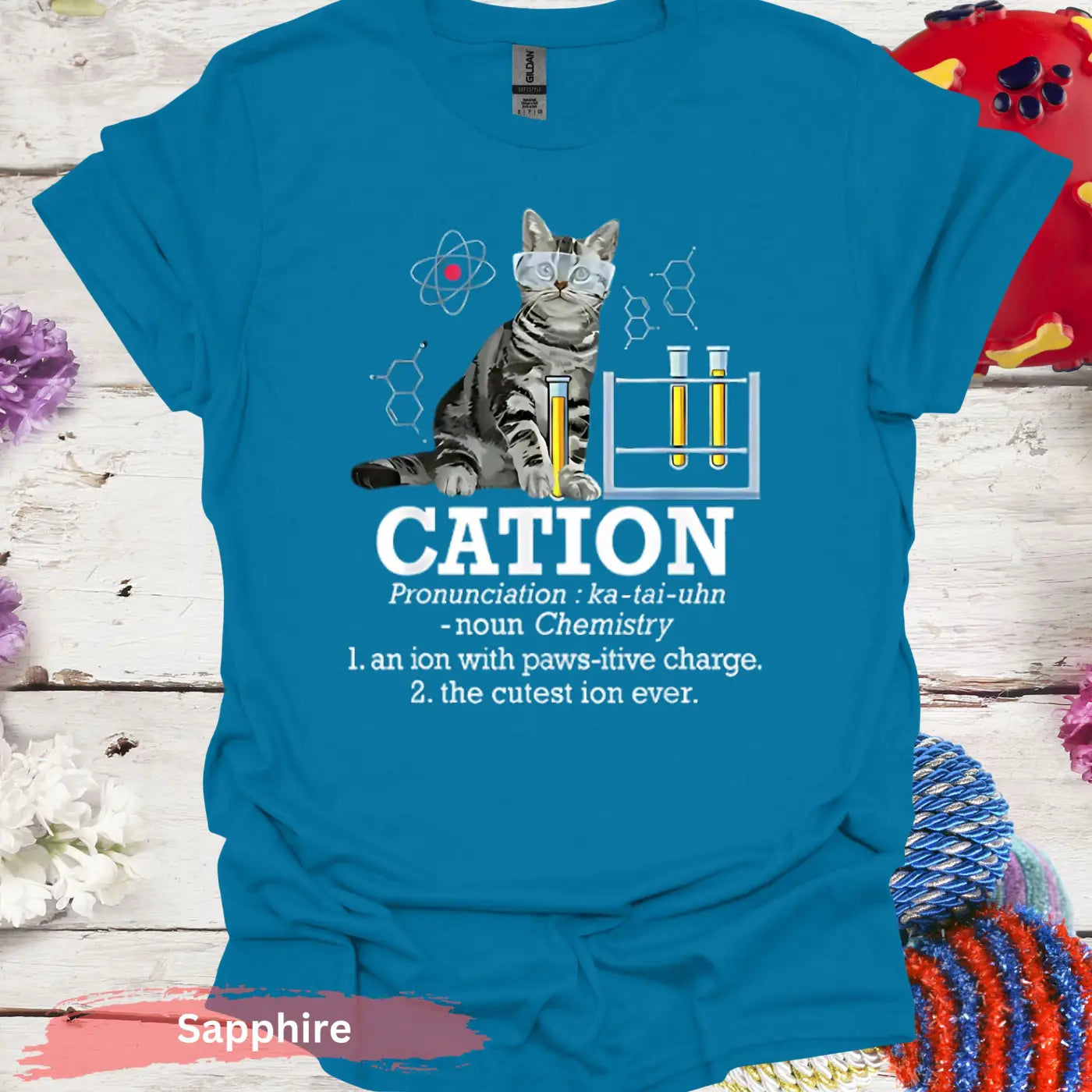 Cation Cat T-shirt - S / Sapphire - Physical Item