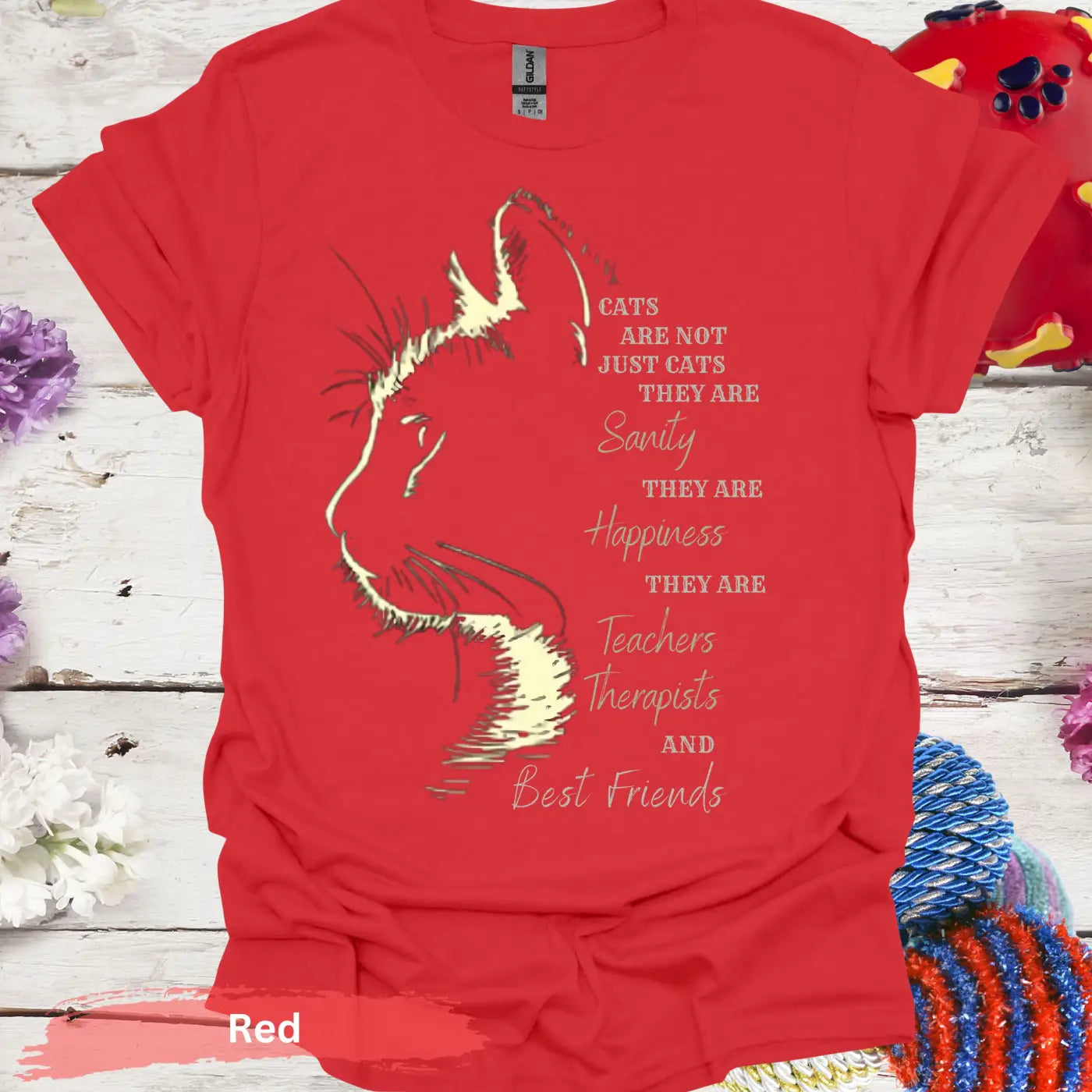 Cats Are Not Just T-shirt - S / Red - Physical Item