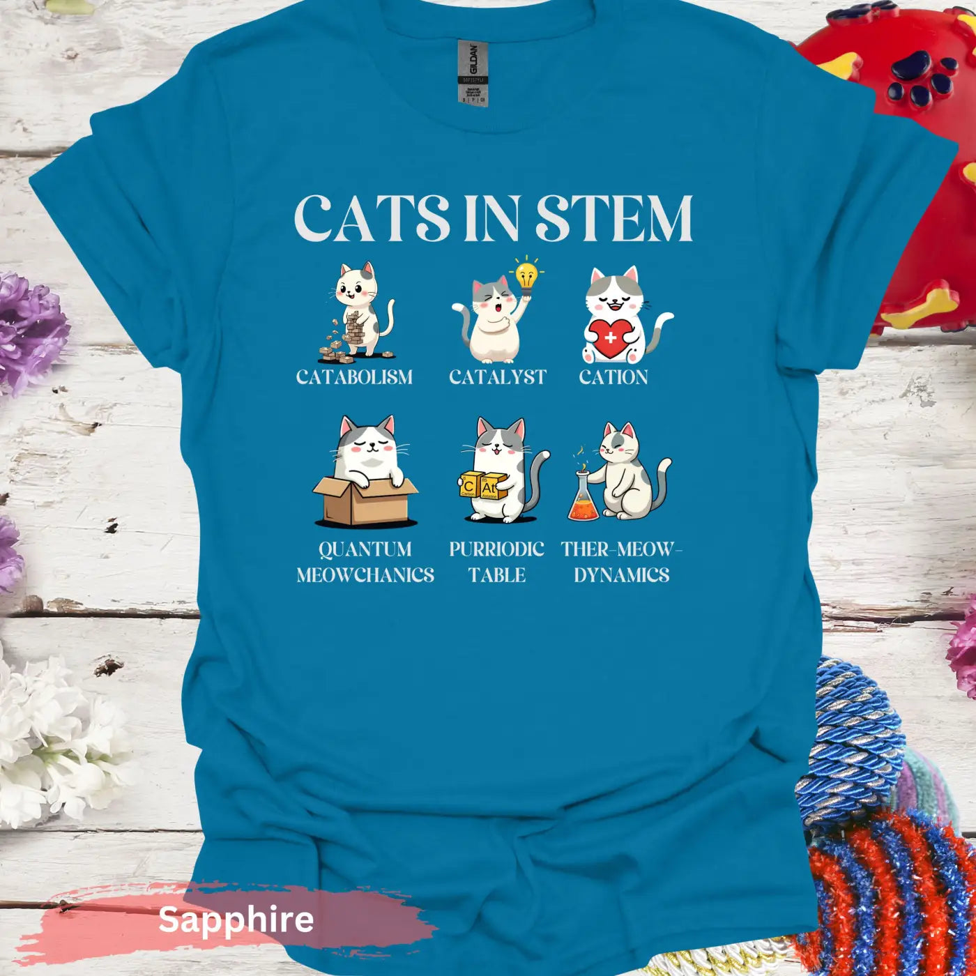 Cats in STEM funny science cat T-shirt - S - Unisex / Sapphire - Physical Item