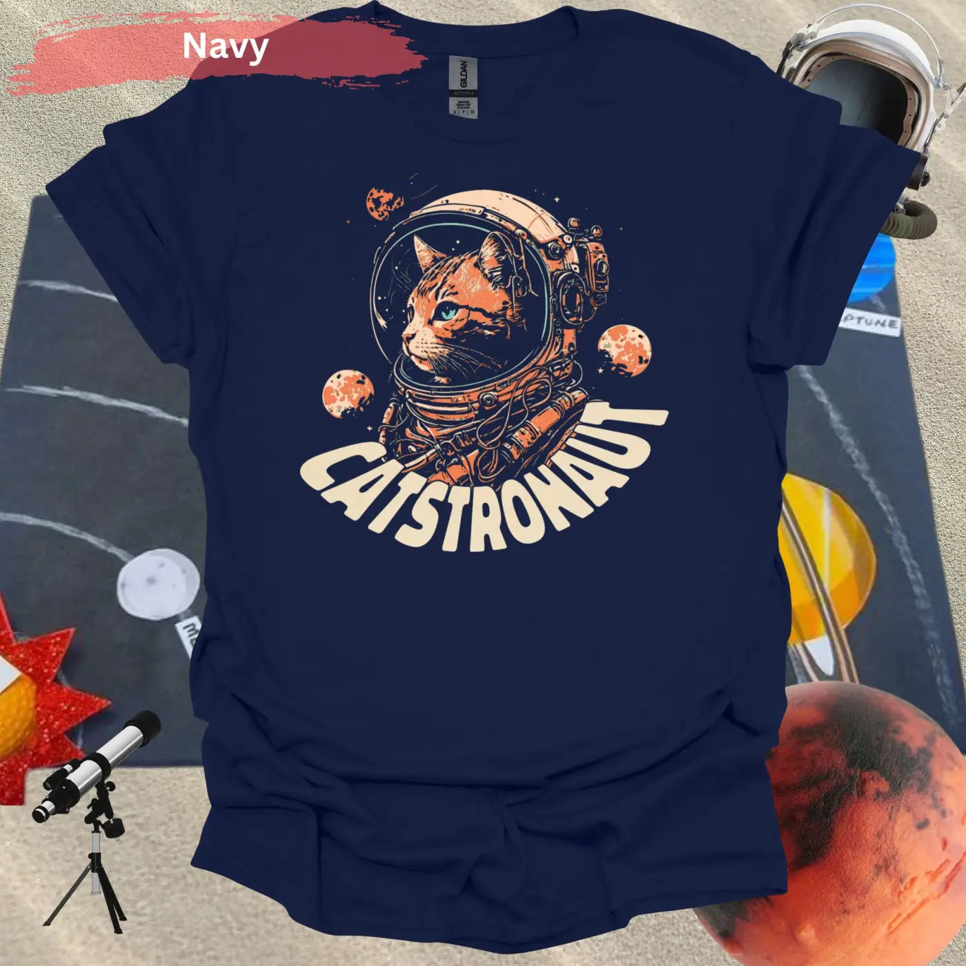 Catstronaut T-shirt - S / Navy - Physical Item