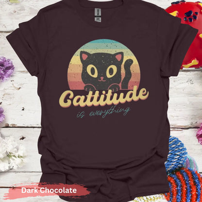 Cattitude Is Everything T-shirt - S / Dark Chocolate - Physical Item