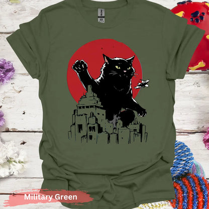 Catzilla T-shirt - S / Military Green - Physical Item