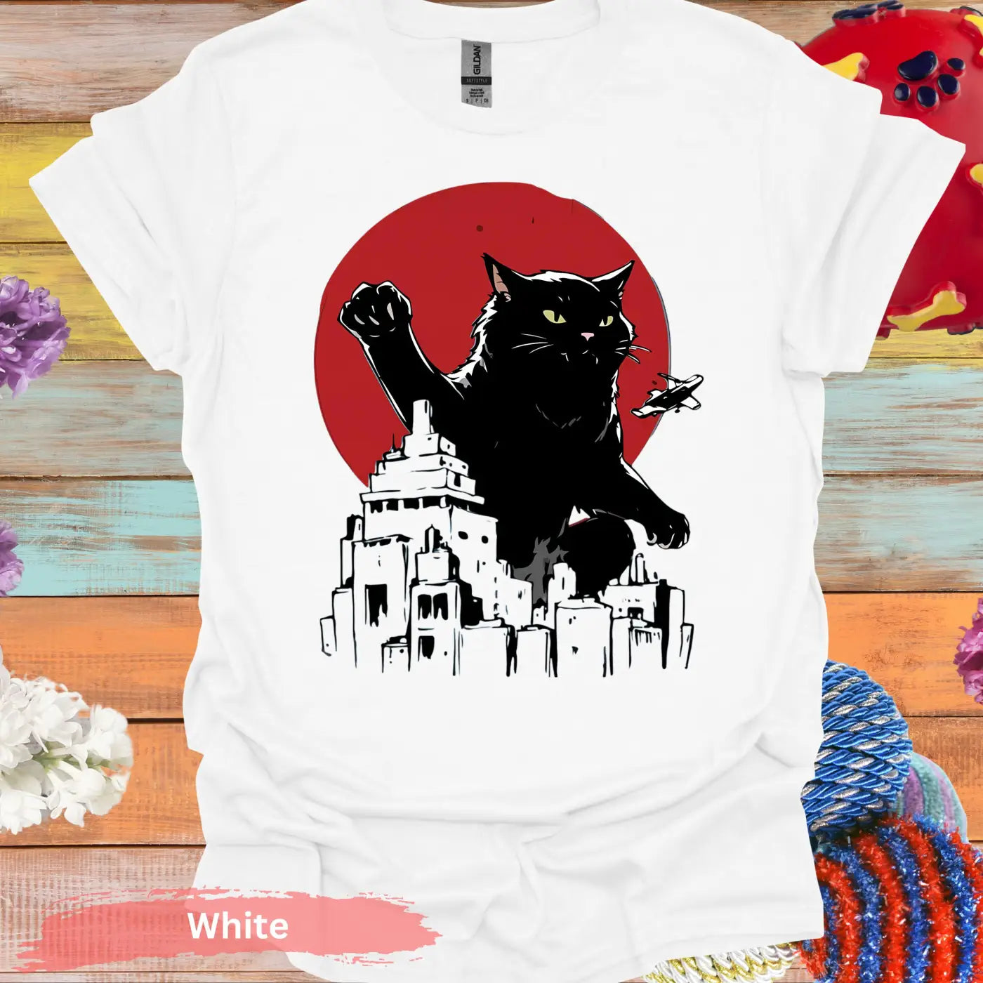 Catzilla T-shirt - S / White - Physical Item