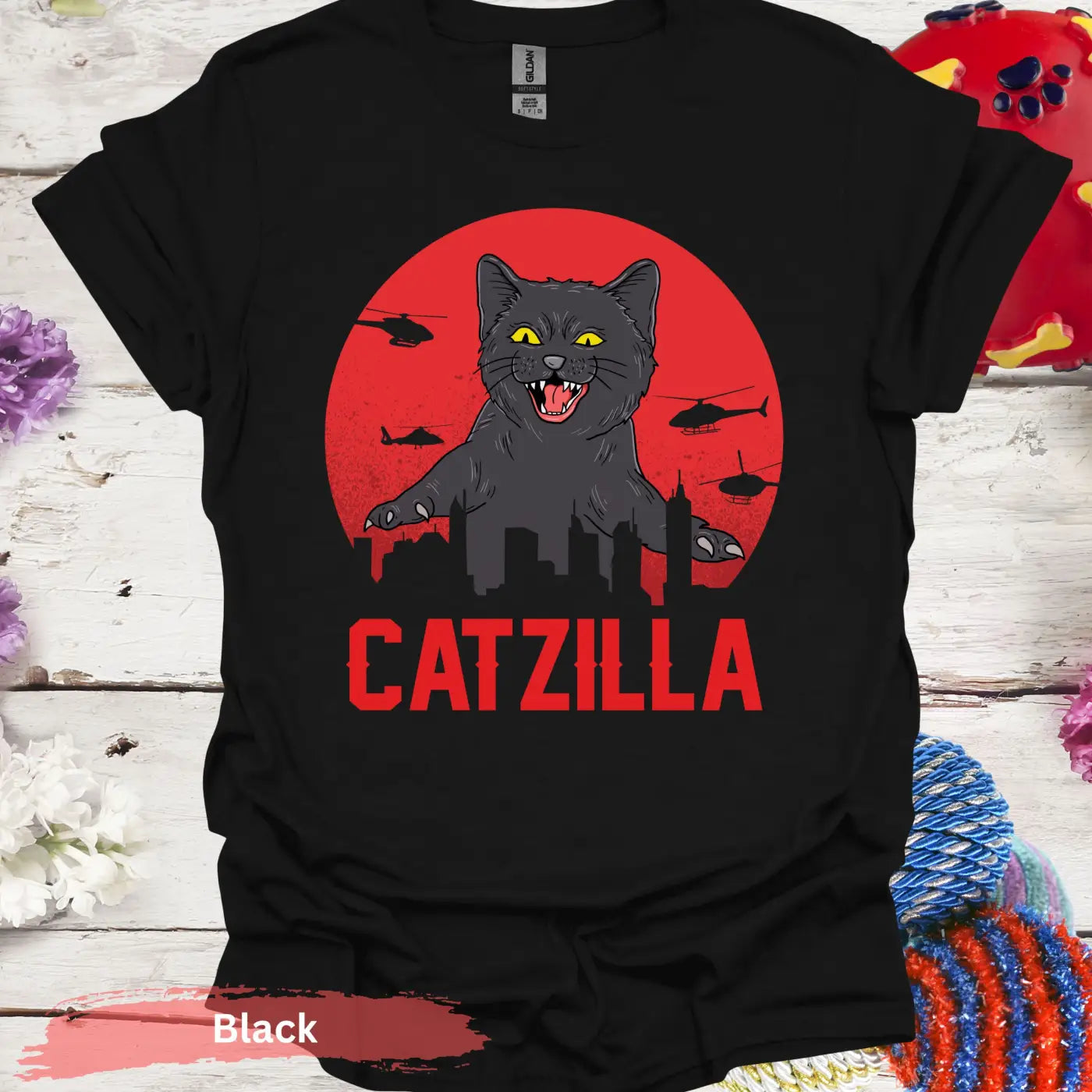 Catzilla T-shirt - S / Black - Physical Item