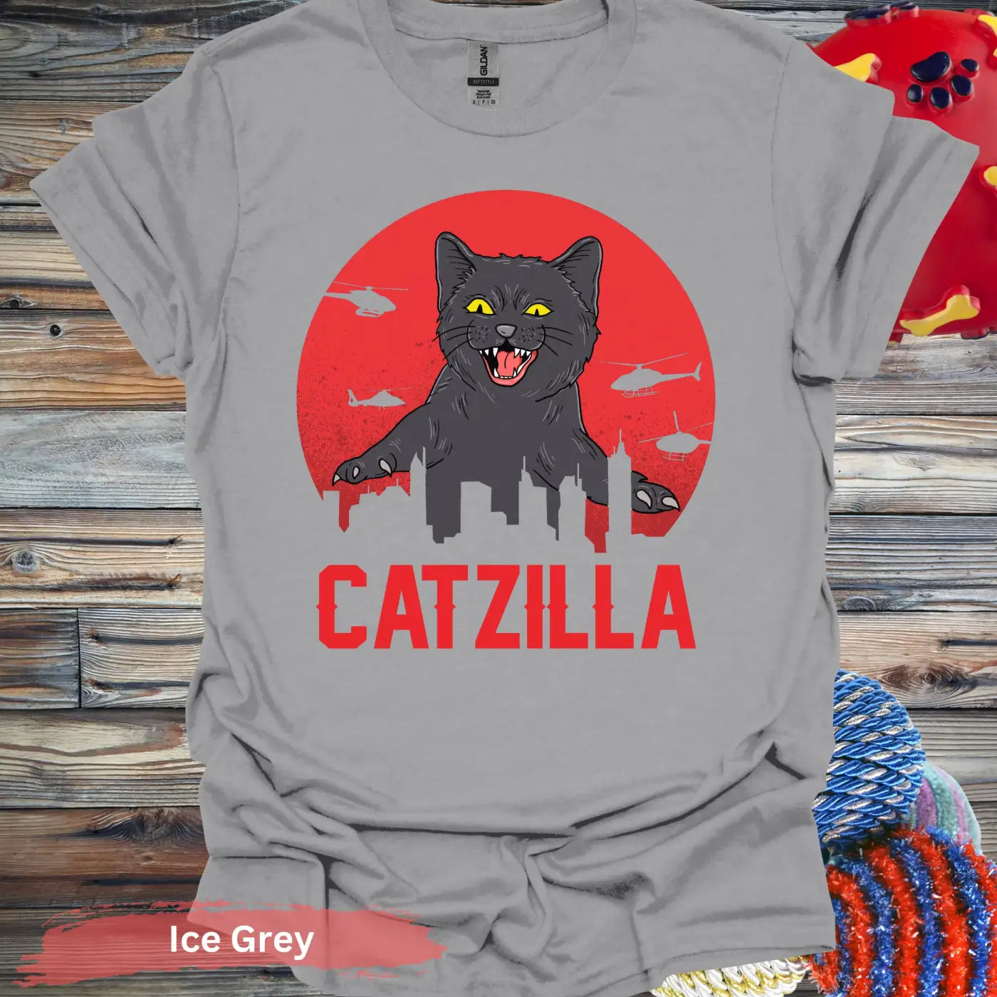 Catzilla T-shirt - S / Ice Grey - Physical Item