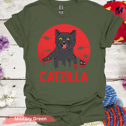 Catzilla T-shirt - S / Military Green - Physical Item