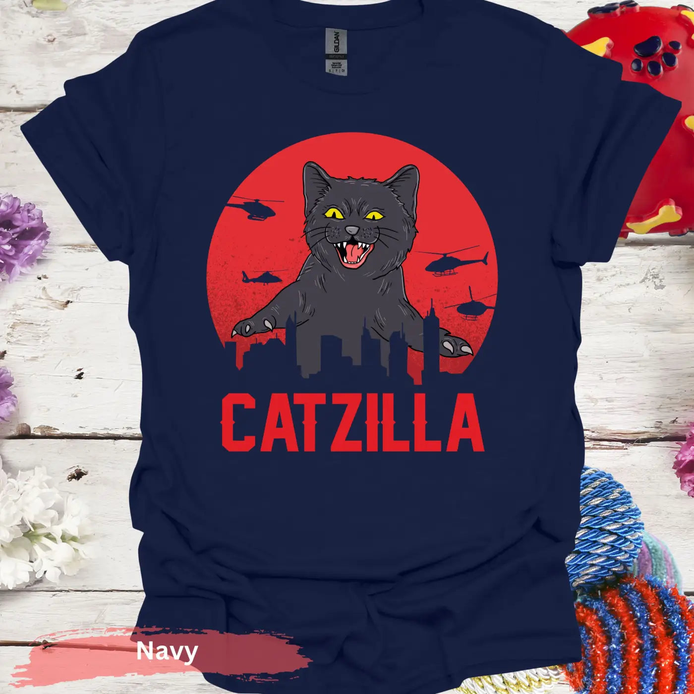 Catzilla T-shirt - S / Navy - Physical Item