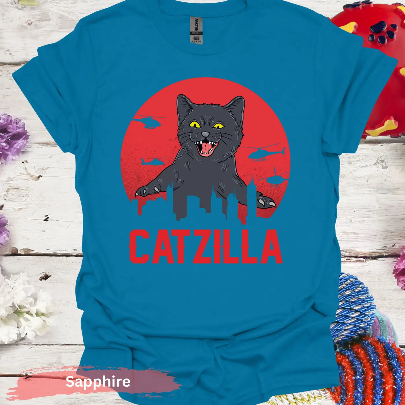 Catzilla T-shirt - S / Sapphire - Physical Item