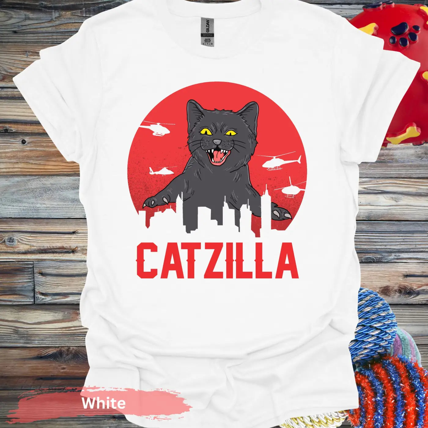 Catzilla T-shirt - S / White - Physical Item