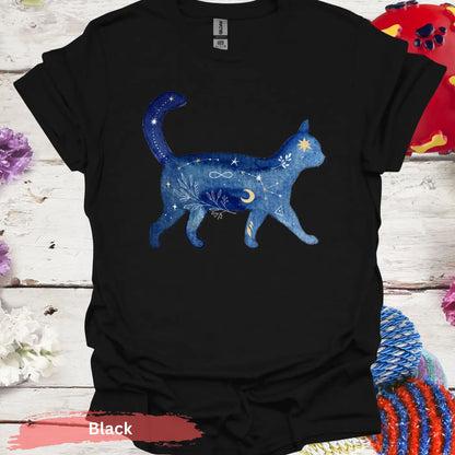 Celestial Cat T-Shirt - S / Black - Physical Item