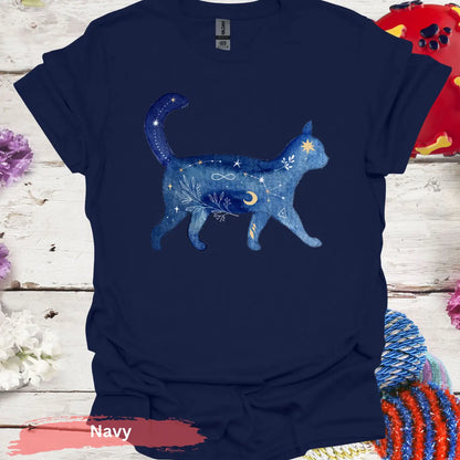 Celestial Cat T-Shirt - S / Navy - Physical Item