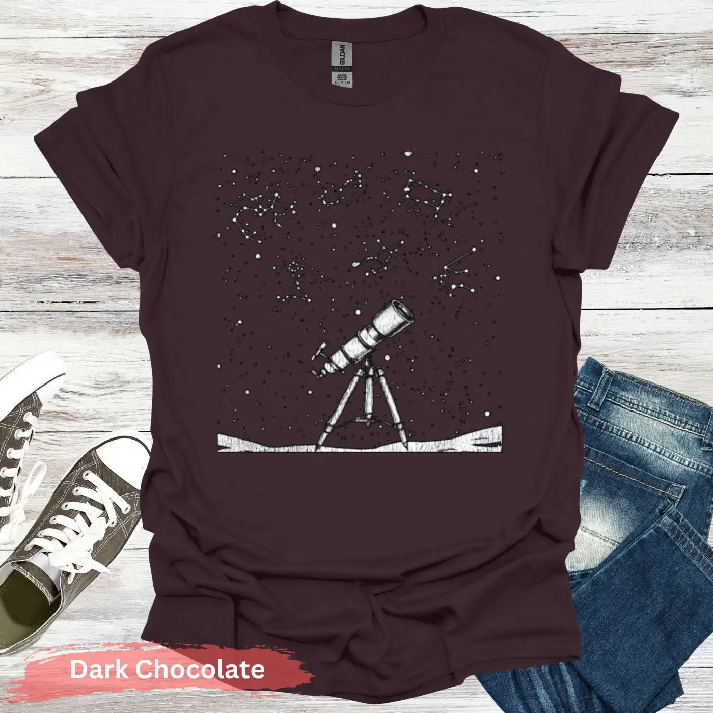 Celestial Telescope T-Shirt - S / Dark Chocolate - Physical Item