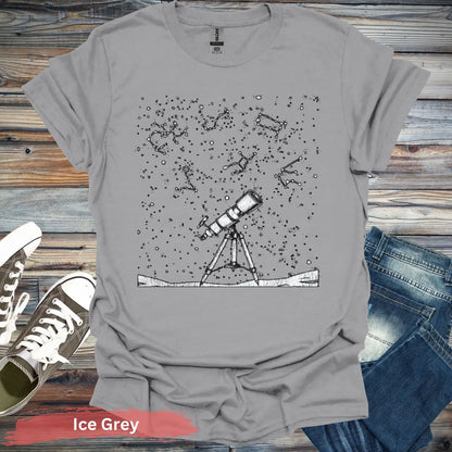 Celestial Telescope T-Shirt - S / Ice Grey - Physical Item