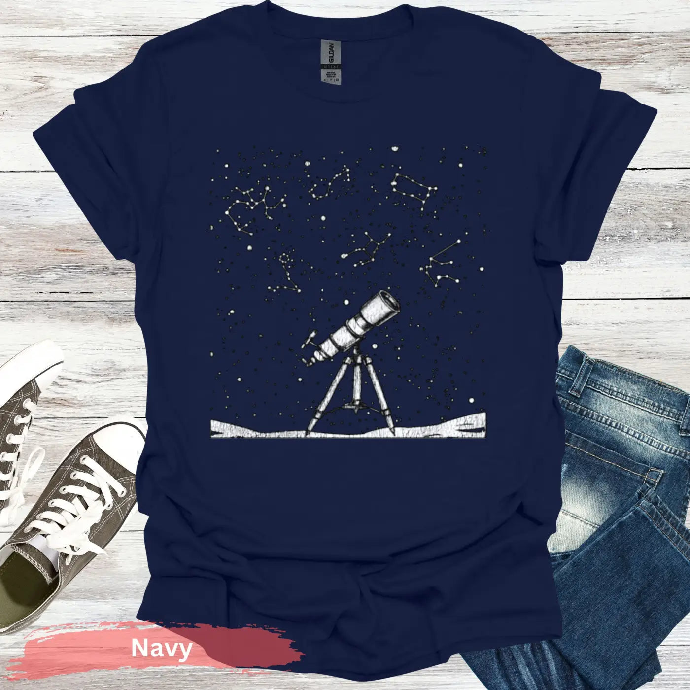 Celestial Telescope T-Shirt - S / Navy - Physical Item