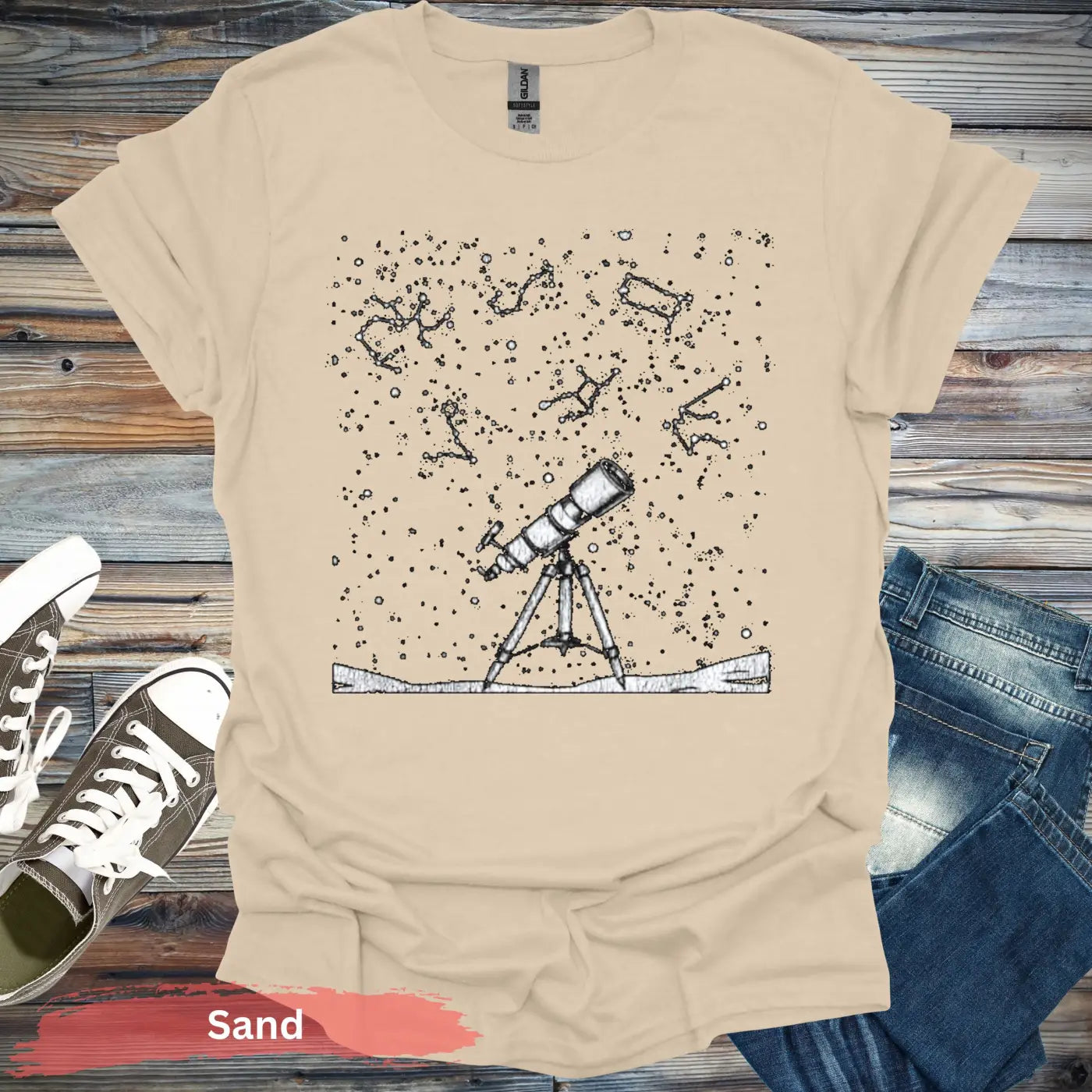 Celestial Telescope T-Shirt - S / Sand - Physical Item