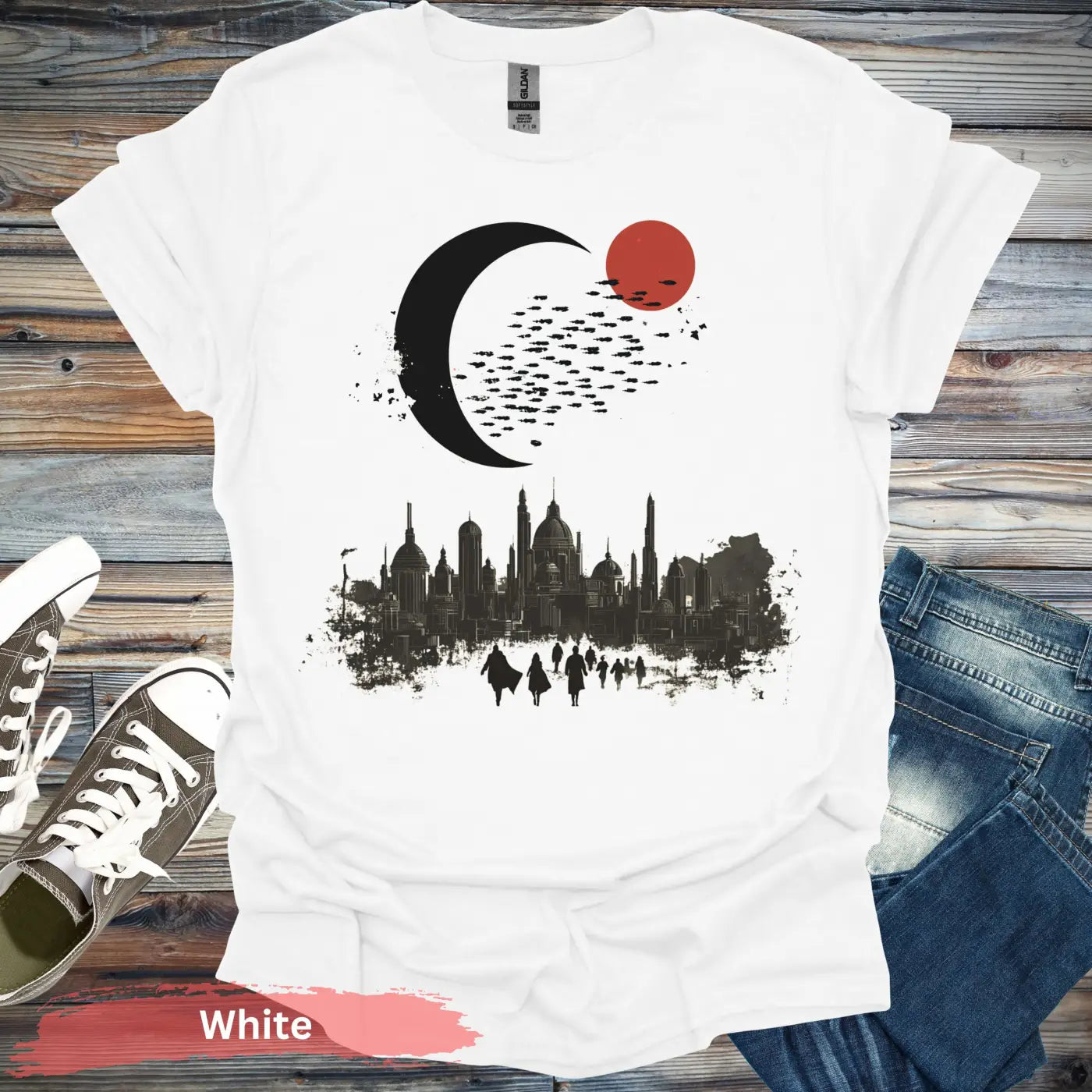 City Beneath the Crescent T-shirt - S / White - Physical Item