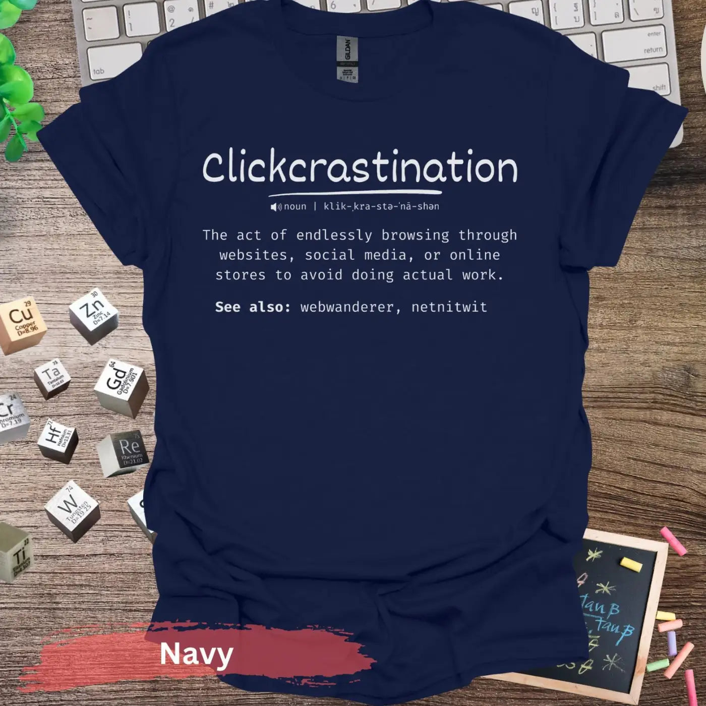 Clickcrastination T-Shirt - S / Navy - Physical Item