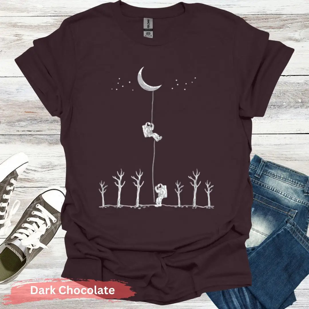 Climbing to the Moon T-Shirt - S / Dark Chocolate - Physical Item