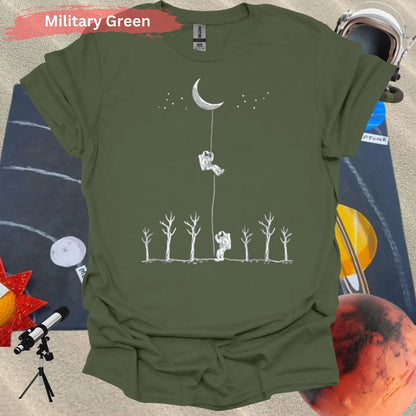 Climbing to the Moon T-Shirt - S / Military Green - Physical Item