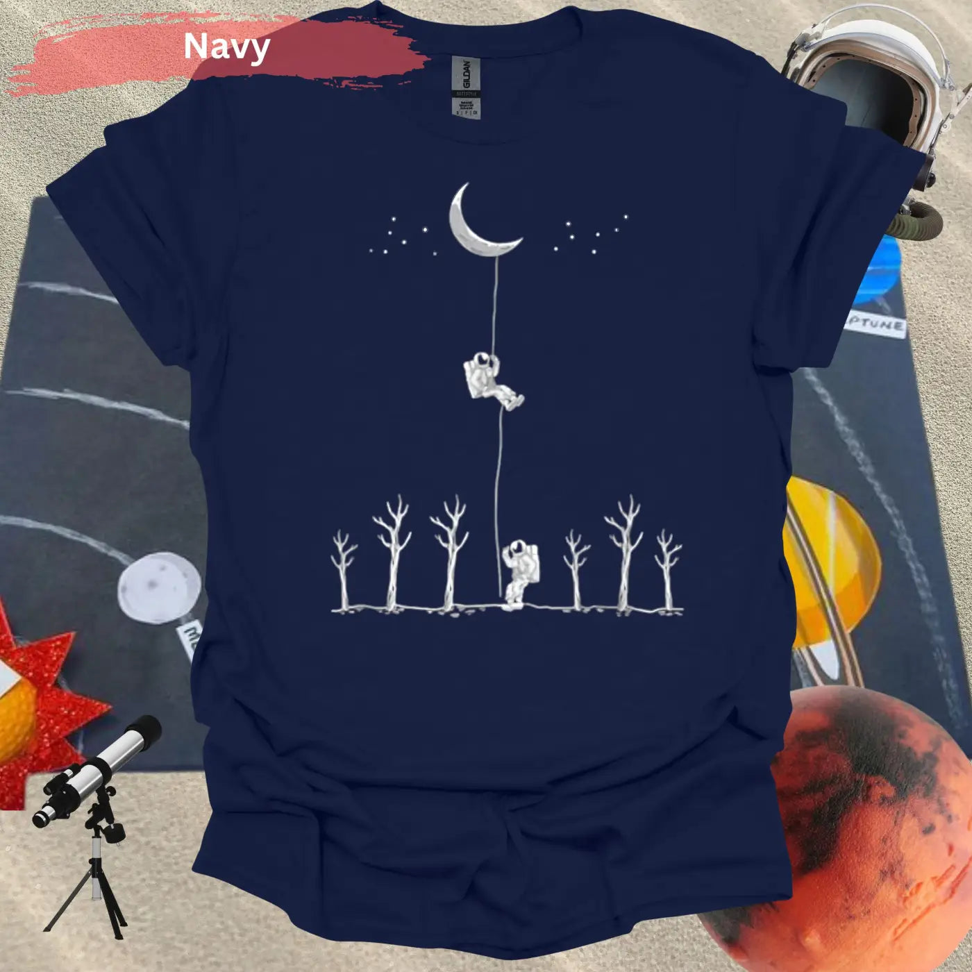 Climbing to the Moon T-Shirt - S / Navy - Physical Item