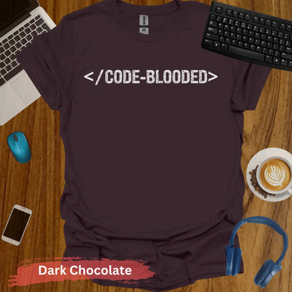 CODE-BLOODED T-Shirt - S / Dark Chocolate - Physical Item